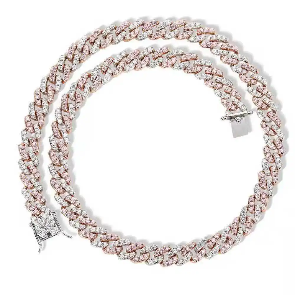 Best Sale Brass Cuban Link Amazon 9mm single row of pink and white zircon Cuba chain men and women's Hiphop accessories, Pinky white
Best Sale Brass Cuban Link Amazon 9mm single row of pink and white zircon Cuba chain men and women's Hiphop accessories, Pinky white