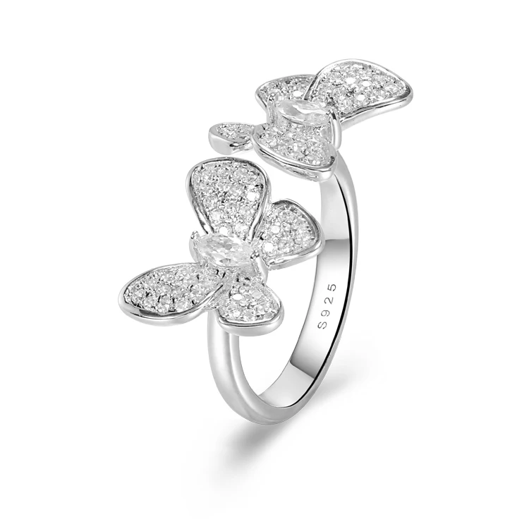 Factory supply elegant engagement silver rings jewelry opening double butterfly ring
Factory supply elegant engagement silver rings jewelry opening double butterfly ring