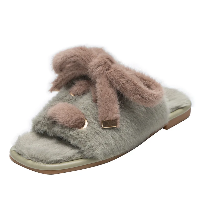 2021 autumn and winter new cute bow sea sculpted hair sandals flat soft home fur women's slippers, Customized colors
2021 autumn and winter new cute bow sea sculpted hair sandals flat soft home fur women's slippers, Customized colors