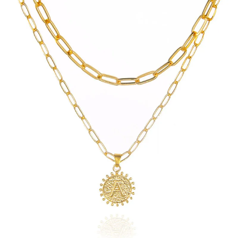 XUNBEI 26 initials round coin necklace multi-layer paperclip clavicle chain necklace
XUNBEI 26 initials round coin necklace multi-layer paperclip clavicle chain necklace