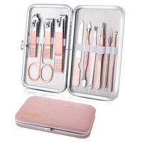 

10pcs Manicure Set With Ripple PU leather case, Travel Mini Nail Clippers Kit Pedicure Care Tools, Stainless Steel Grooming kit