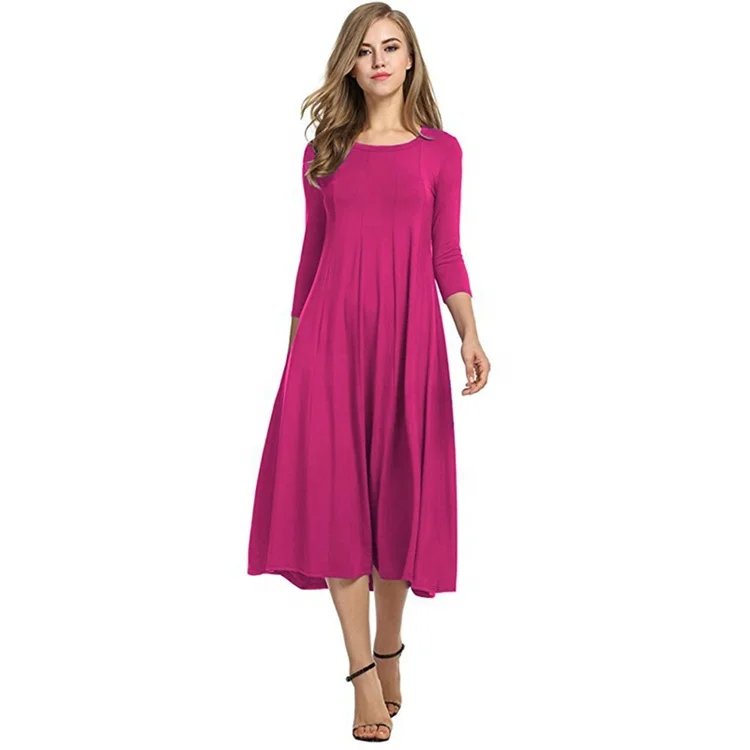 Wholesale hot selling fashionable autumn round neck middle sleeve plain color woman swing dress, Picture color
Wholesale hot selling fashionable autumn round neck middle sleeve plain color woman swing dress, Picture color