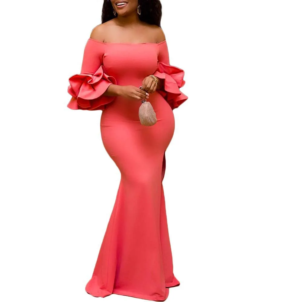 new arrivals one shoulder ruffle sleeves plus size dress evening dresses dresses, Picture color
new arrivals one shoulder ruffle sleeves plus size dress evening dresses dresses, Picture color