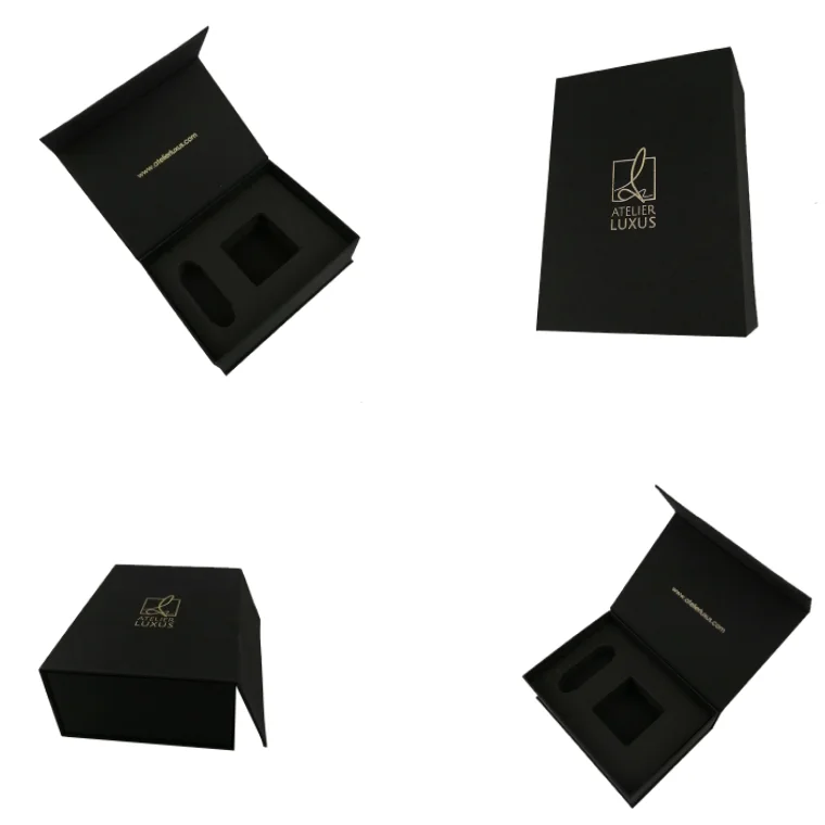 custom luxury black paper packing perfume gift box wholesale
