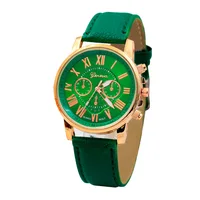

Geneva Fashion Rose Gold Roman Numerals Leather Band Quartz Watch Ladies Wrist Watch Women 005