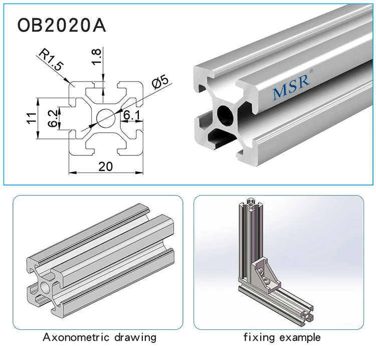 OB2020A industrial    aluminum profile for   industrial usage 2020 chinese supplier