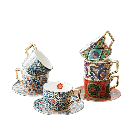 Factory Hot Selling Arabic Royal Luxury Gold Handle Ceramic Tea Cup Sets with Saucers Coffee Ceramics Porcelain Cups and Saucers
Factory Hot Selling Arabic Royal Luxury Gold Handle Ceramic Tea Cup Sets with Saucers Coffee Ceramics Porcelain Cups and Saucers