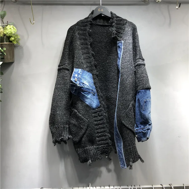 2020 New Woolen Jacket Women Loose Mid-length Coat Stitching Denim Edge Cardigan Sweater Coats For Women, Black
2020 New Woolen Jacket Women Loose Mid-length Coat Stitching Denim Edge Cardigan Sweater Coats For Women, Black