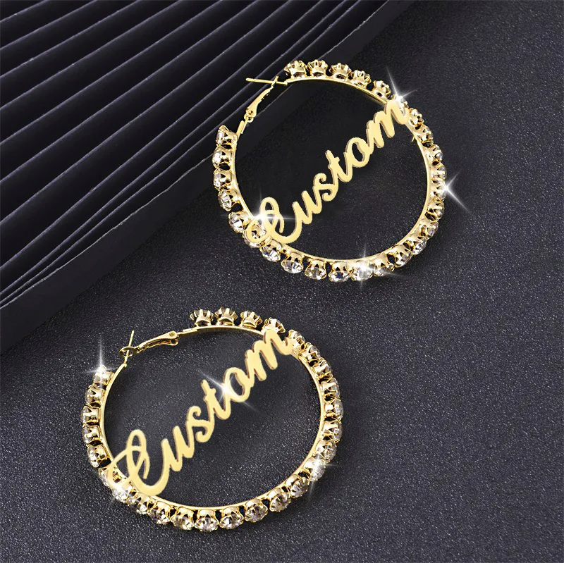 Wholesale Personalized Bamboo Shape Custom Stainless Steel Name Diamond Earring Hoop Earrings, Gold,rose gold,silver
Wholesale Personalized Bamboo Shape Custom Stainless Steel Name Diamond Earring Hoop Earrings, Gold,rose gold,silver