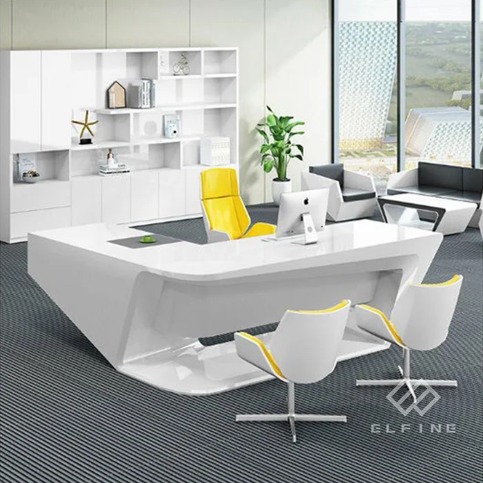 Best office furniture curved irregular shape office desk modern boss table design