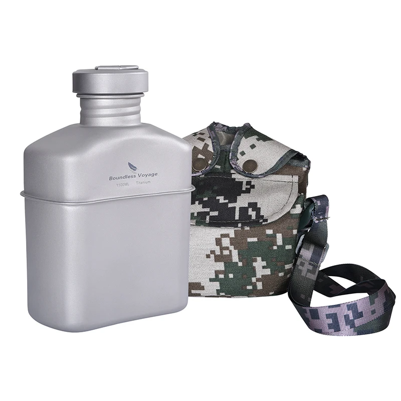 Boundless Voyage 1100ml Ultralight Titanium Military Canteen For Camping Backpacking Titanium Army Drinking Water Bottle, Silver
Boundless Voyage 1100ml Ultralight Titanium Military Canteen For Camping Backpacking Titanium Army Drinking Water Bottle, Silver