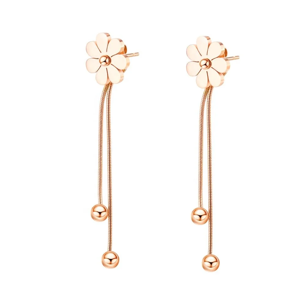 2020 Japanese And Korean 316L Stainless Steel Women's Flowers Tassel Earrings, Rose gold
2020 Japanese And Korean 316L Stainless Steel Women's Flowers Tassel Earrings, Rose gold