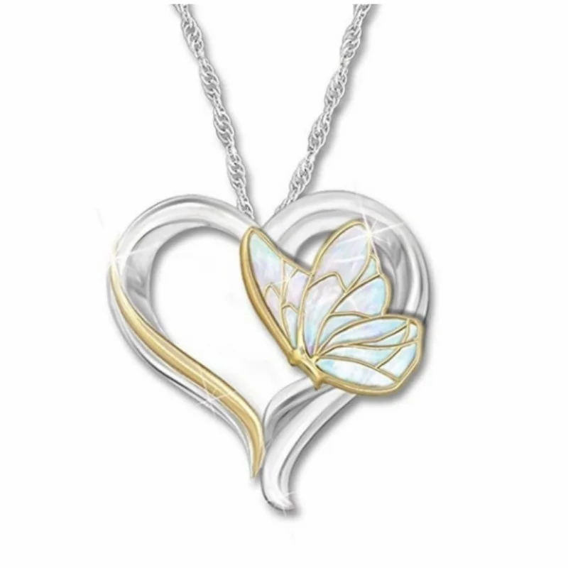 Elegant Lady Heart Necklace Colorful Butterfly Necklace Pendant Charm
Elegant Lady Heart Necklace Colorful Butterfly Necklace Pendant Charm