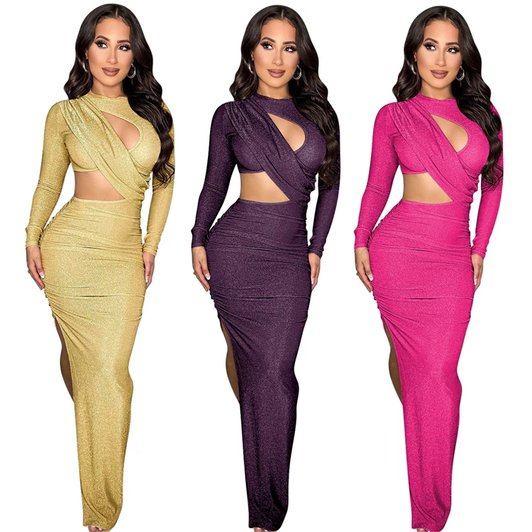 Winter Clothes For Women Long Sleeve Dress Slit Sexy Hollow Out women Party Dress Evening Dress
Winter Clothes For Women Long Sleeve Dress Slit Sexy Hollow Out women Party Dress Evening Dress