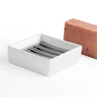 Square Stainless Steel Ceramic Double-decked Soap Holder Bathroom Soap Dish Soap Box