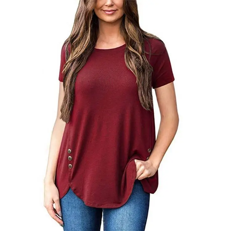 New Arrival 2021 Summer Short Sleeve Woman Tops Fashionable Button O-Neck Ladies Tops Blouses Woman'S Tops
New Arrival 2021 Summer Short Sleeve Woman Tops Fashionable Button O-Neck Ladies Tops Blouses Woman'S Tops