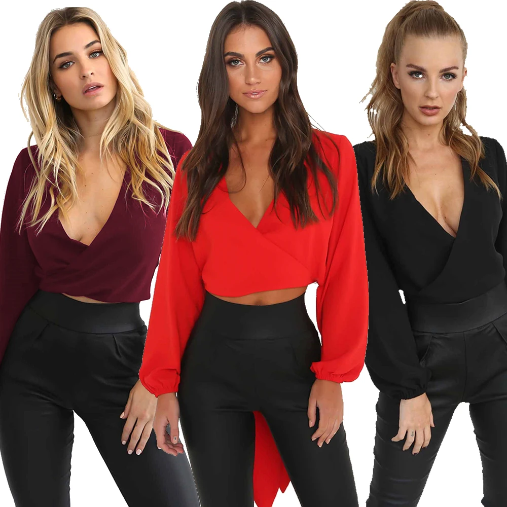 Solid Regular V-neck Sexy Bodycon Long Sleeve 100% Polyester Crop Top Women Shirt Blouses
Solid Regular V-neck Sexy Bodycon Long Sleeve 100% Polyester Crop Top Women Shirt Blouses