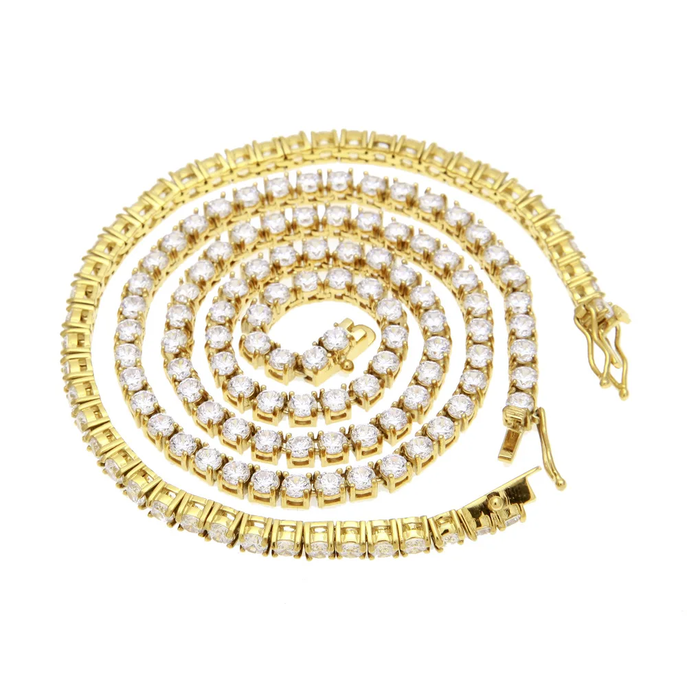 High quality stainless steel claw set with 4mm row of zircon necklace for men hip hop accessories
High quality stainless steel claw set with 4mm row of zircon necklace for men hip hop accessories