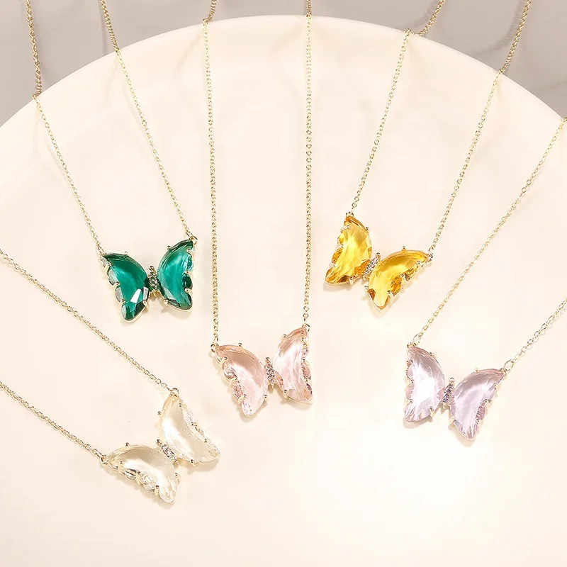 New Copper Fantasy Glass Crystal Butterfly Necklaces for Women Charming 5 Color Necklace Valentine Gifts Female Girls Jewelry
New Copper Fantasy Glass Crystal Butterfly Necklaces for Women Charming 5 Color Necklace Valentine Gifts Female Girls Jewelry