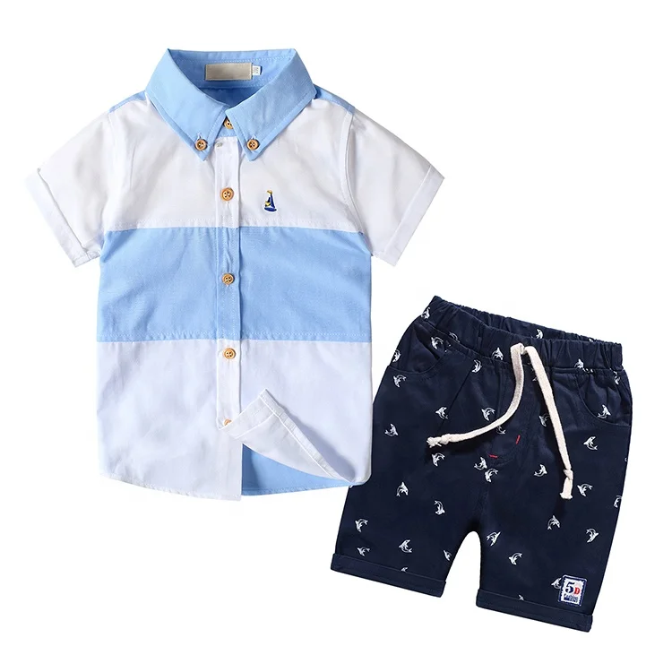 Boys 2 Pieces Clothing Set Summer Clothes For Kids, Blue, pink