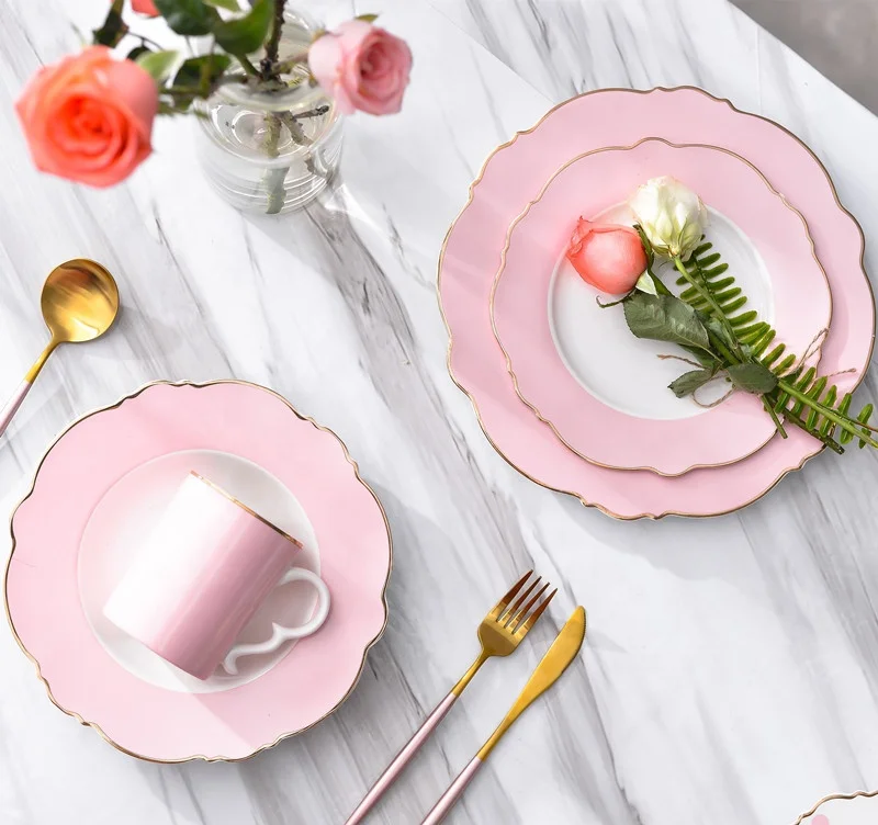 Creative Gold Rim Ceramic Dinner Plate Simple Pink Polka Dot Steak Plate Girl Heart Dessert Plate Tableware, Picture
Creative Gold Rim Ceramic Dinner Plate Simple Pink Polka Dot Steak Plate Girl Heart Dessert Plate Tableware, Picture