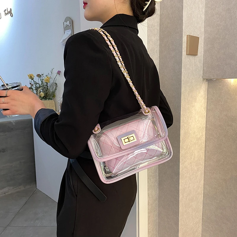 Fashion Summer Jelly Purse Ladies Crossbody Handbags Women Bags Gradient Color Pvc Sling Bag with Metal Chain, As show
Fashion Summer Jelly Purse Ladies Crossbody Handbags Women Bags Gradient Color Pvc Sling Bag with Metal Chain, As show