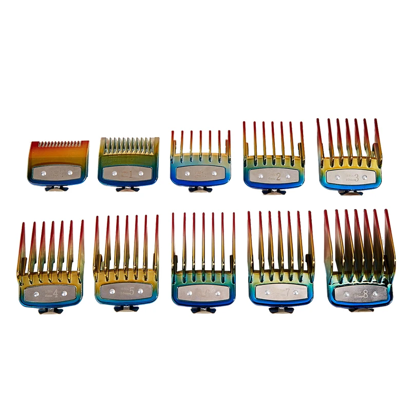 electroplated color 10 piece set of limit hairdresser push shear ferrule Barber Clipper Guards professional
electroplated color 10 piece set of limit hairdresser push shear ferrule Barber Clipper Guards professional