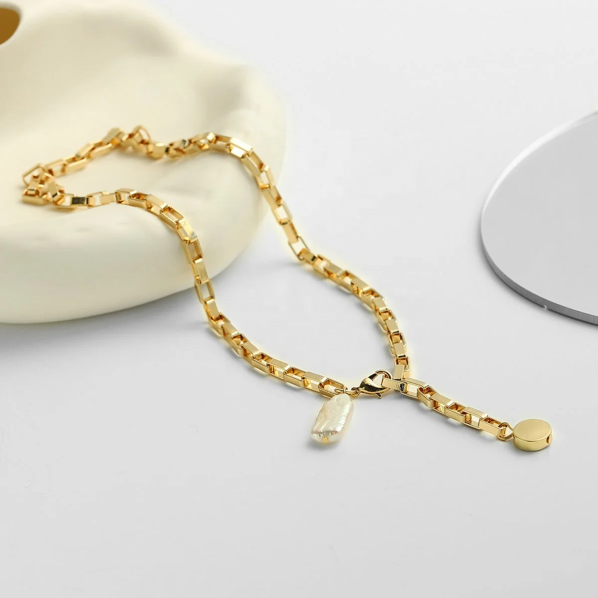 Baroque Fresh water Pearl Charm Lariat Necklaces Summer Beach Jewelry Gold Color Square Link Chain Y Shape Necklace
Baroque Fresh water Pearl Charm Lariat Necklaces Summer Beach Jewelry Gold Color Square Link Chain Y Shape Necklace