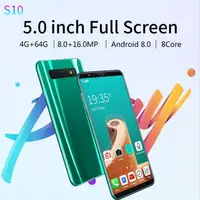 

5 Inch s10 4G+64G 8.0+16.0MP Cheap Mobile Phone Smart Phone Face Full Screen Unlock Android 8.0 8 Core Dual Sim SmartPhones