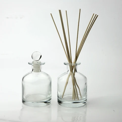 high end transparent cosmetic packaging empty reed glass diffuser bottle