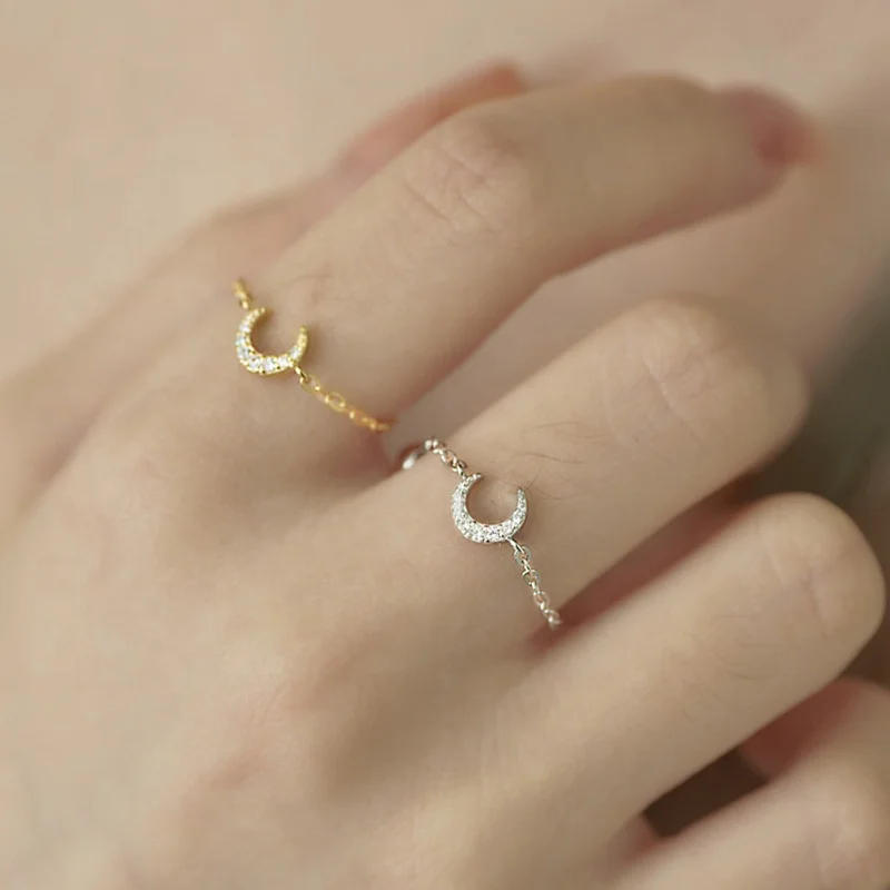 Fashion 925 Sterling Silver Delicate Shiny Cubic Zircon Moon Finger Ring Chain Open Adjustable Rings For Women Fine Jewelry
Fashion 925 Sterling Silver Delicate Shiny Cubic Zircon Moon Finger Ring Chain Open Adjustable Rings For Women Fine Jewelry