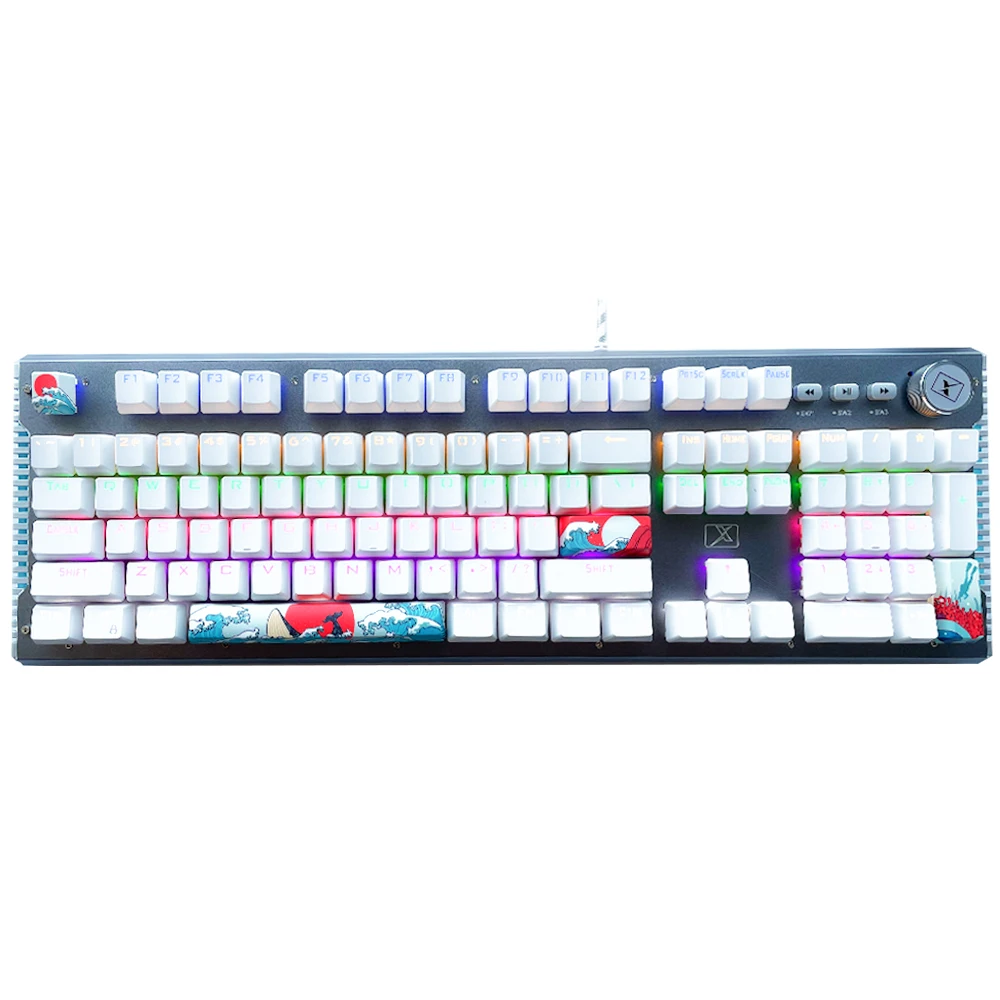 Standard 104 Keys USB gamer custom mechanical keyboard Colorful multi-color LED home desktop laptop wired office gaming keyboard, Black,white
Standard 104 Keys USB gamer custom mechanical keyboard Colorful multi-color LED home desktop laptop wired office gaming keyboard, Black,white