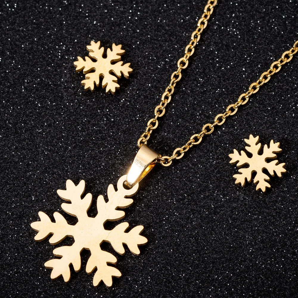 Stainless Steel Fashion Snowflake Pendant Necklace Earring For Women Geometric Sweater Chain Necklace Earring Set femme jewelry
Stainless Steel Fashion Snowflake Pendant Necklace Earring For Women Geometric Sweater Chain Necklace Earring Set femme jewelry
