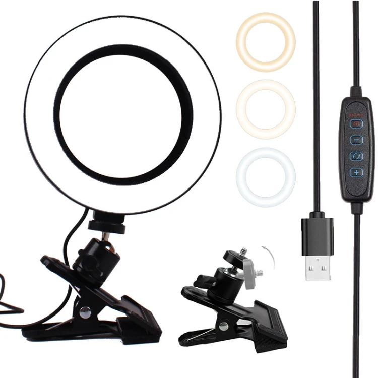6 inch Strong Clip Fill Light With Adjustable Temperature LED Ring Light Desktop Computer Clip Light, Cable Length: 2 Meters, Black
6 inch Strong Clip Fill Light With Adjustable Temperature LED Ring Light Desktop Computer Clip Light, Cable Length: 2 Meters, Black