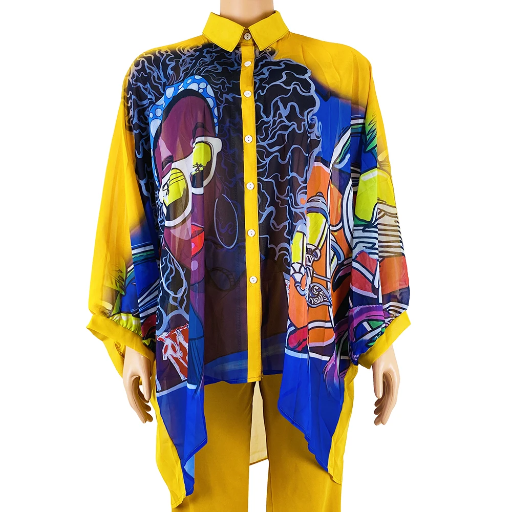 African print breathable suit, shirt collar pants women's wear plus size office casual dress, Shown
African print breathable suit, shirt collar pants women's wear plus size office casual dress, Shown