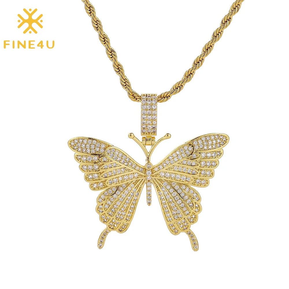 Trendy gold plated cubic zircon bling big hip hop jewelry butterfly necklace, Steel/gold
Trendy gold plated cubic zircon bling big hip hop jewelry butterfly necklace, Steel/gold