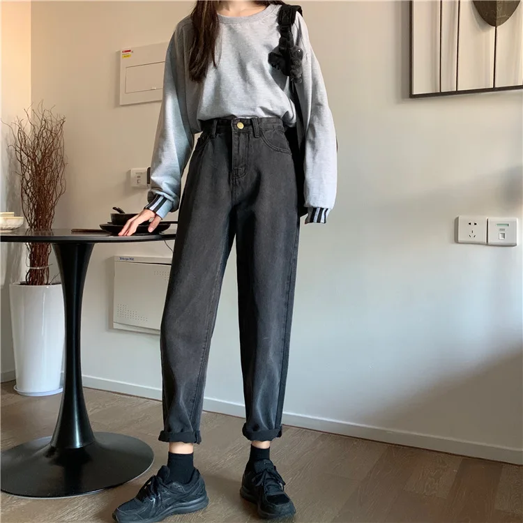 Spring/summer 2021 straight jeans women's high waist slim fat lady loose harem pants, Black
Spring/summer 2021 straight jeans women's high waist slim fat lady loose harem pants, Black