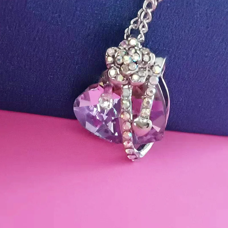 New Fashion Charm Heart Shaped Jewelry Flower Amethyst Necklace Ladies Purple Crystal Love Necklace
New Fashion Charm Heart Shaped Jewelry Flower Amethyst Necklace Ladies Purple Crystal Love Necklace
