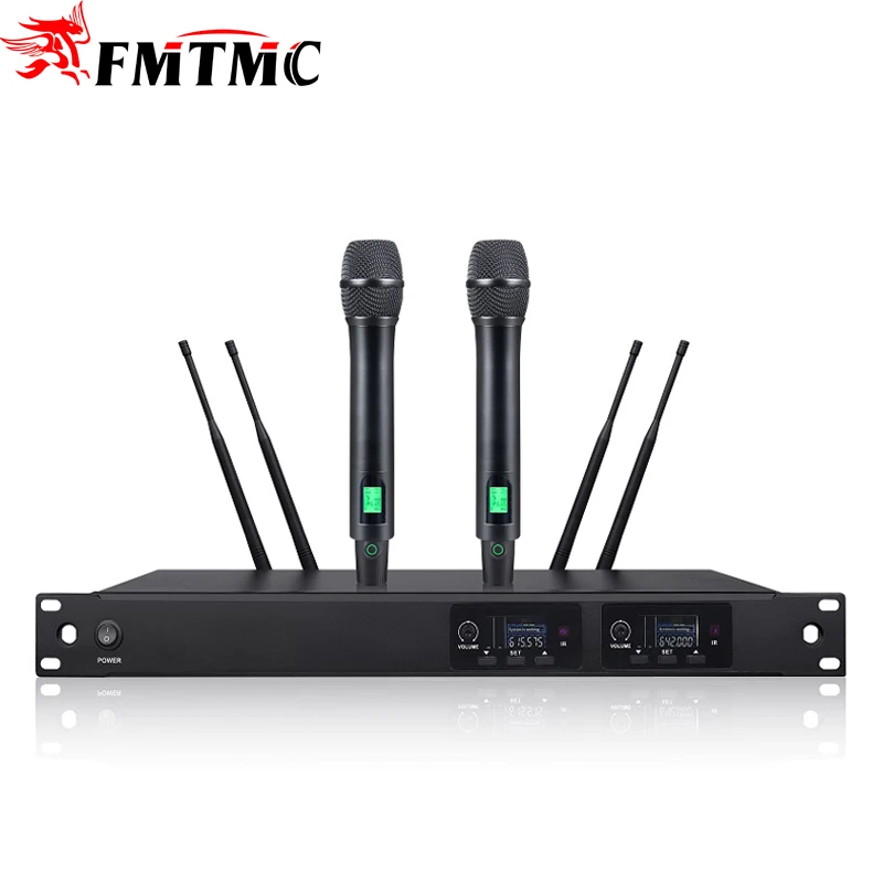 ACT-2000 Profession Two Channel Wireless Microphone with Handheld UHF Smart Frequency Conversion Function Wireless Mic System, Black, silver
ACT-2000 Profession Two Channel Wireless Microphone with Handheld UHF Smart Frequency Conversion Function Wireless Mic System, Black, silver