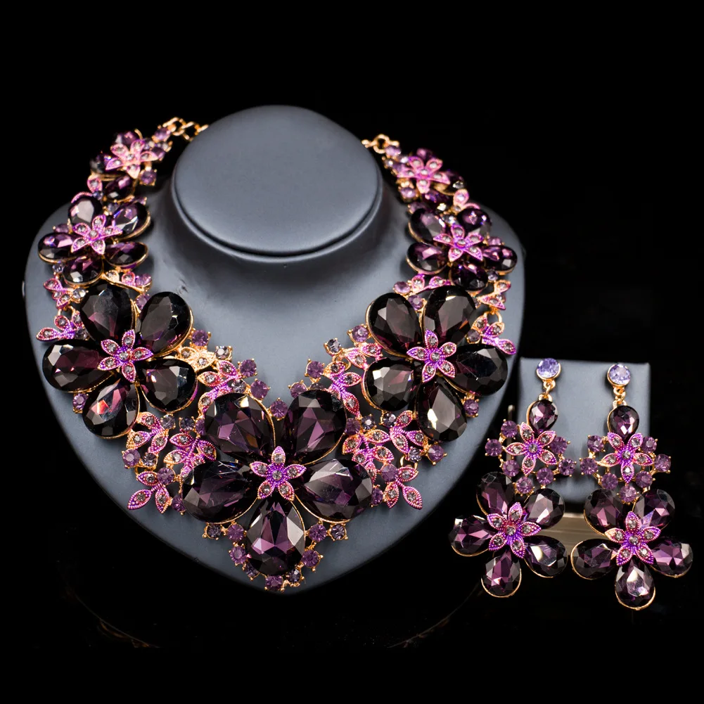 Parure bijoux femme wedding decoration jewelry set big flowers necklace and earrings for party, Picture shows
Parure bijoux femme wedding decoration jewelry set big flowers necklace and earrings for party, Picture shows