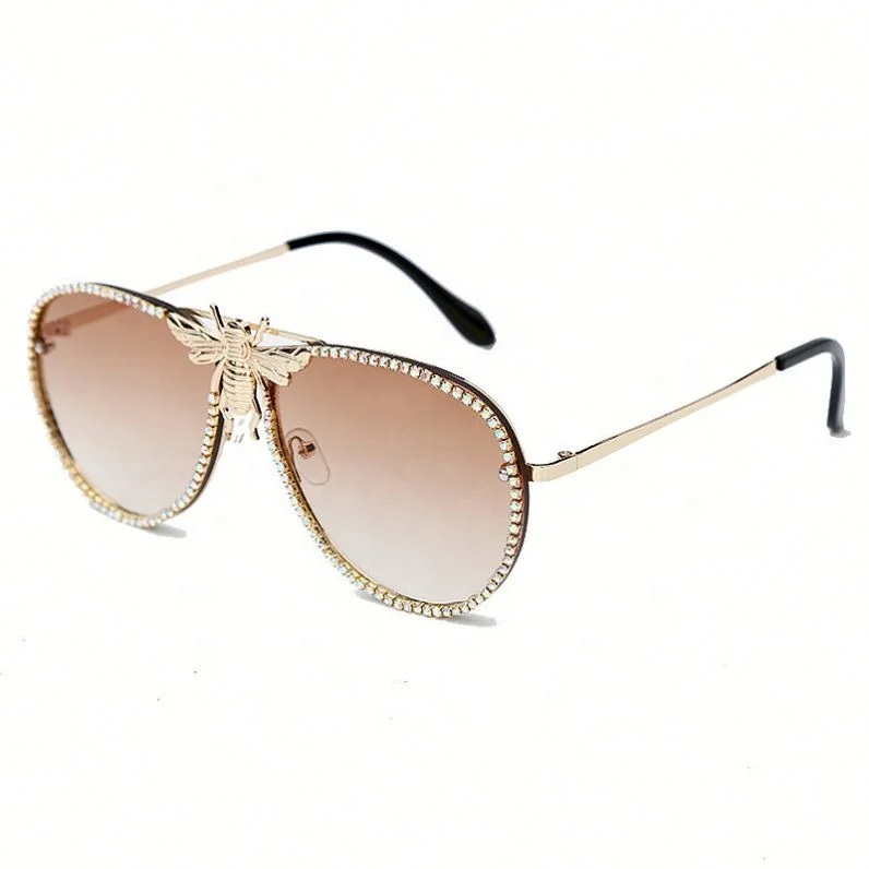 Women Metal Fashion Diamond Sun Shades Luxury Rimless Big Frame Bee Sunglasses, 6 colors
Women Metal Fashion Diamond Sun Shades Luxury Rimless Big Frame Bee Sunglasses, 6 colors