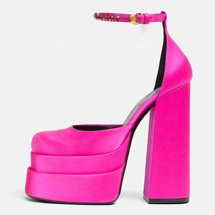 Designer Luxury Square Toe Ladies Sandals Hot Pink Satin Chunky Heel Diamond Ankle Strap Womens Platform Pumps, Black,red,yellow,pink
Designer Luxury Square Toe Ladies Sandals Hot Pink Satin Chunky Heel Diamond Ankle Strap Womens Platform Pumps, Black,red,yellow,pink