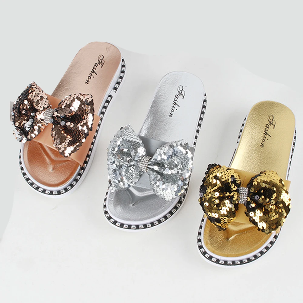 Superstarer wholesale fashion sweet princess sequin bow decorated PVC casual flip flop slipper for women
Superstarer wholesale fashion sweet princess sequin bow decorated PVC casual flip flop slipper for women
