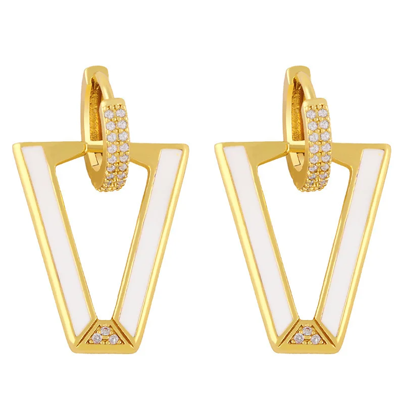 Exaggerated Big CZ Zircon V-shaped Triangle Enamel Earrings Multi Color Big Hole Triangle Hoop Earrings For Party
Exaggerated Big CZ Zircon V-shaped Triangle Enamel Earrings Multi Color Big Hole Triangle Hoop Earrings For Party