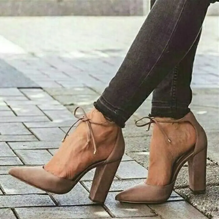 Summer pointed toe large size suede lace-up women's shoes thick heel high heels, Beige
Summer pointed toe large size suede lace-up women's shoes thick heel high heels, Beige