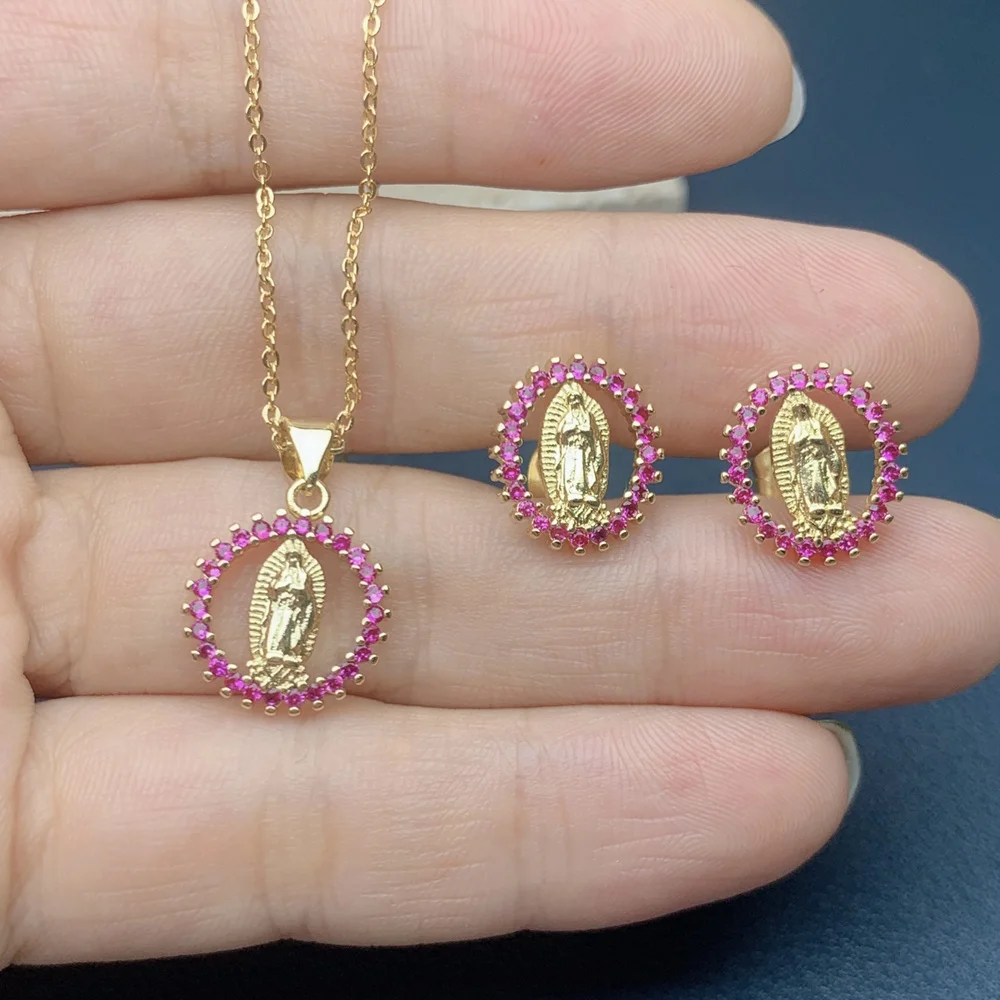 Our Lady of Guadalupe Virgin Jewelry Sets For Women Necklace And Earing Rhinestone Crystal Religion Charm
Our Lady of Guadalupe Virgin Jewelry Sets For Women Necklace And Earing Rhinestone Crystal Religion Charm