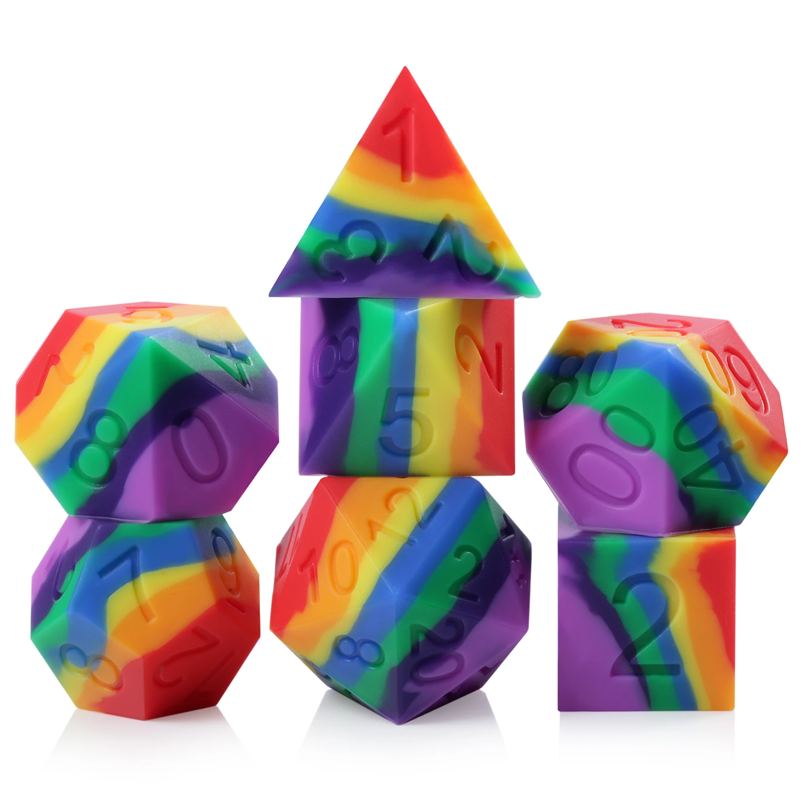 Wholesale Silicone Dice Set Custom DND Dice Sharp Edge Silicone Rubber D&D Dice for RPG Table Games Rainbow
Wholesale Silicone Dice Set Custom DND Dice Sharp Edge Silicone Rubber D&D Dice for RPG Table Games Rainbow