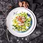 Japanese diet and western-food restaurant usage Matte white colour glazed Round cold-food plates with blue brush pattern