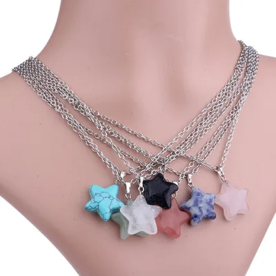 Hot Sale New Fashion Star Natural Stone Pendant Necklace Silver Plated Chain Necklace Natural Turquoise Crystal Stone Necklace F, As picture
Hot Sale New Fashion Star Natural Stone Pendant Necklace Silver Plated Chain Necklace Natural Turquoise Crystal Stone Necklace F, As picture