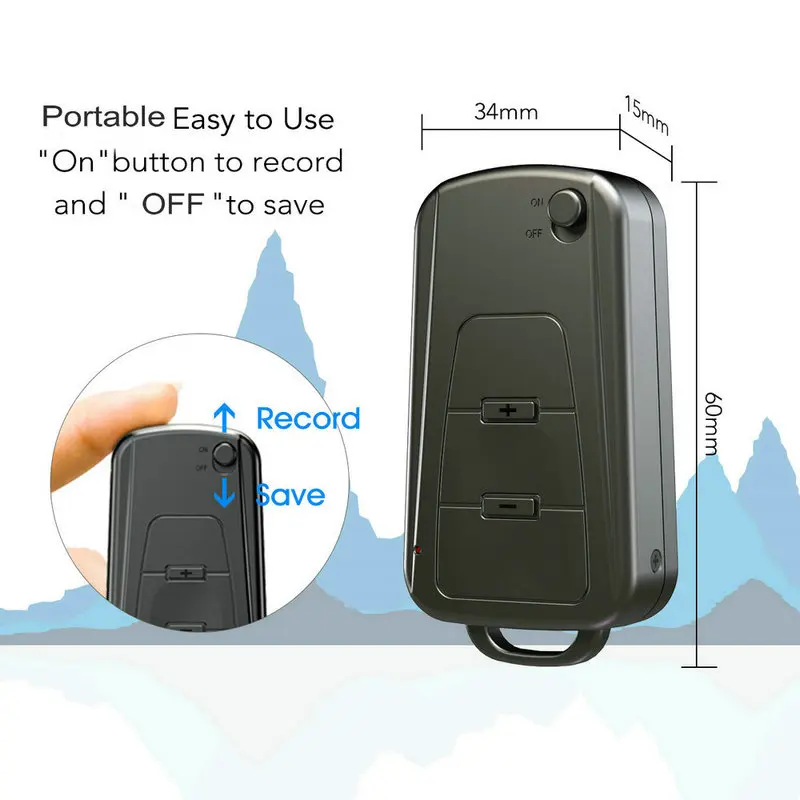 

Mini Car Key Tiny MP3 Player Portable Audio Sound Noise Reduction Voice Activated Recording Digital Mini Voice Recorder, Black